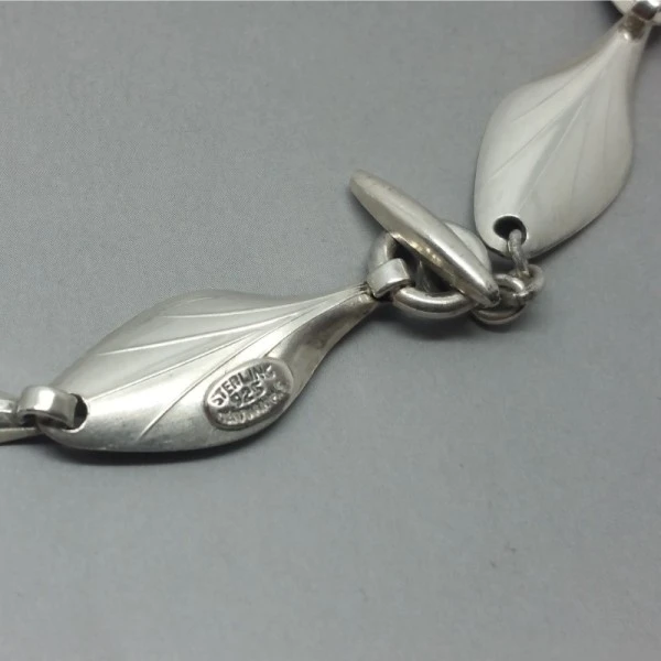Hermann Siersbol Sterling Silver Leaf Necklace UK